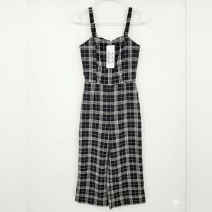 ELA Black and White Plaid Jumpsuit